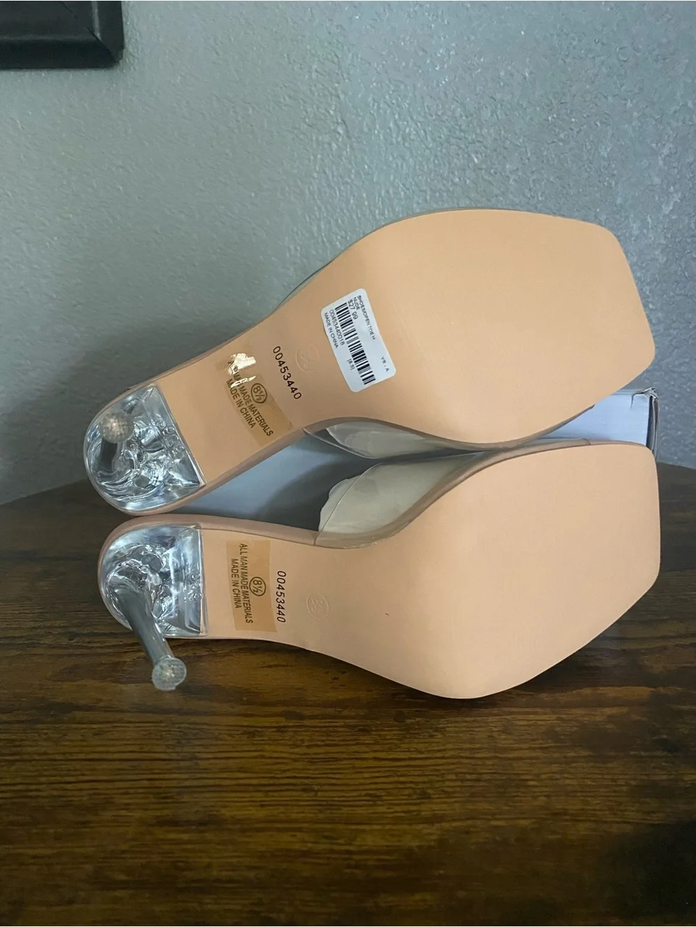 New Nude Clear Strap Stiletto Mule
